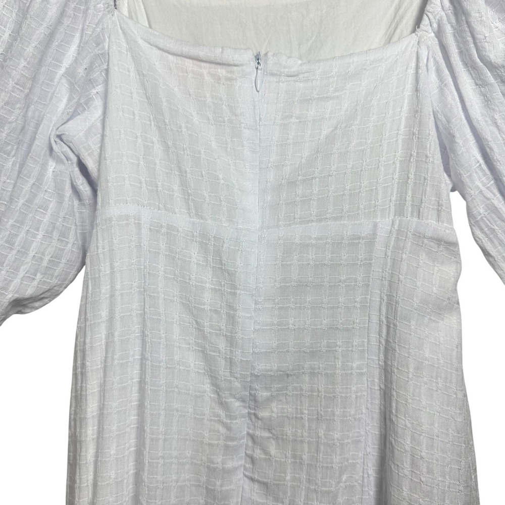 Showpo White Babydoll Mini Dress Puff Sleeves Square Neck‎ Milkmaid US Size 4 - Picture 9 of 13
